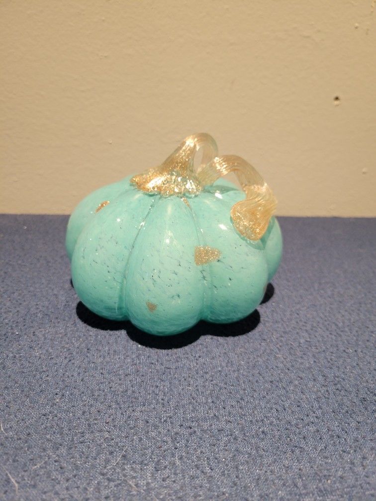 Hand Blown Aqua Pumpkin