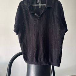 Men’s Knit See-Through Black Shirt