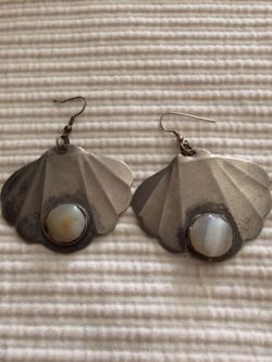 Silver Tone Shell Earrings