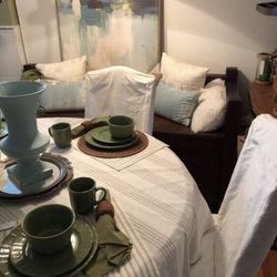 Chic Beachy Expresso Dining Room Table Set & Home Decor