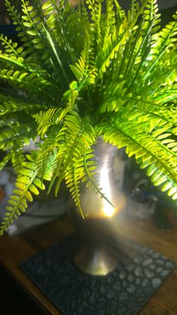 Metal Vase Faux Fern