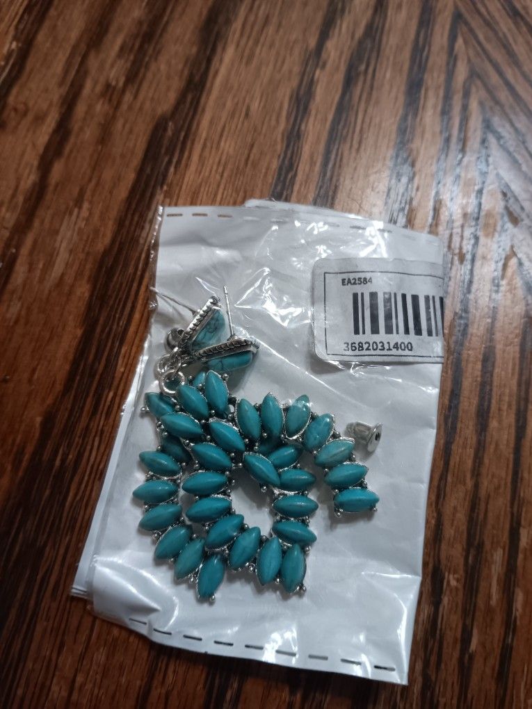 Turquoise Squash Blossom Earrings