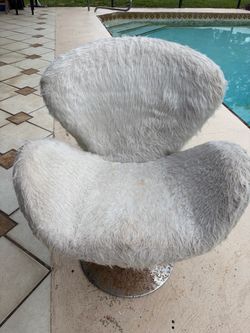 Faux Fur Swivel Accent Chair