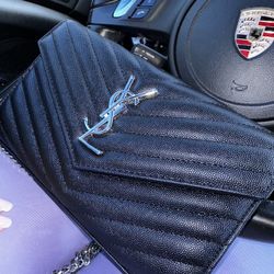 YSL Small Wallet Shoulder Bag Sliver