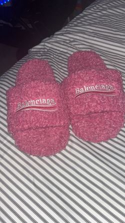Balenciaga Furry Slide Slippers Pink