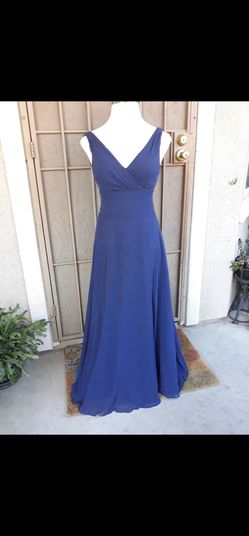 Navy Blue Chiffon Floor-Length Formal Gown
