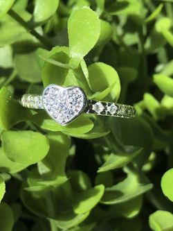 Sterling silver heart shaped CZ ring