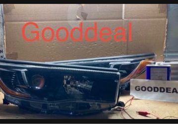 OH56 Fit  14-16 Toyota Highlander Black Halogen Headlight Pair
