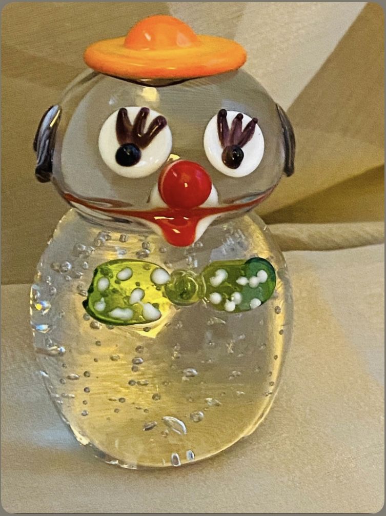 Clown Art Glass Paperweight