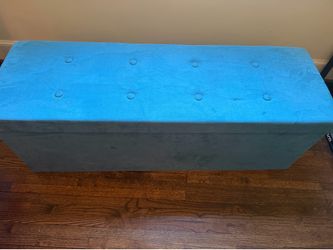 Teal Blue Storage Ottoman Bench Tufted Top