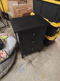 Black Wood 3-Drawer Nightstand IKEA