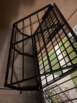 Black Metal Bed Frame with Slats