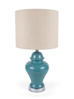 Teal Ceramic Ginger Jar Table Lamp