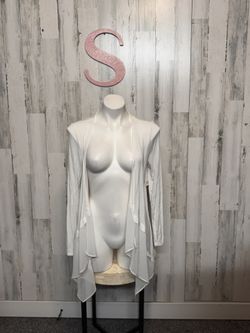 Elle White Lightweight Waterfall Cardigan Size Small NWT