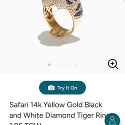 Effy 14k Safari 14k Yellow Gold Black and White Diamond Tiger Ring, 1.85 TCW