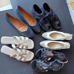 5-Pair Women’s 9.5 WW Comfort Shoe & Sandal Bundle – Naturalizer & Easy Spirit