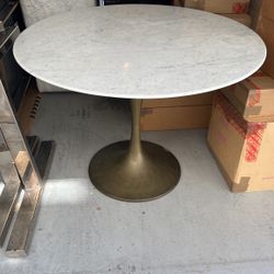 Marble Round Table 40.5” Brass Leg (Saarinen Type) 