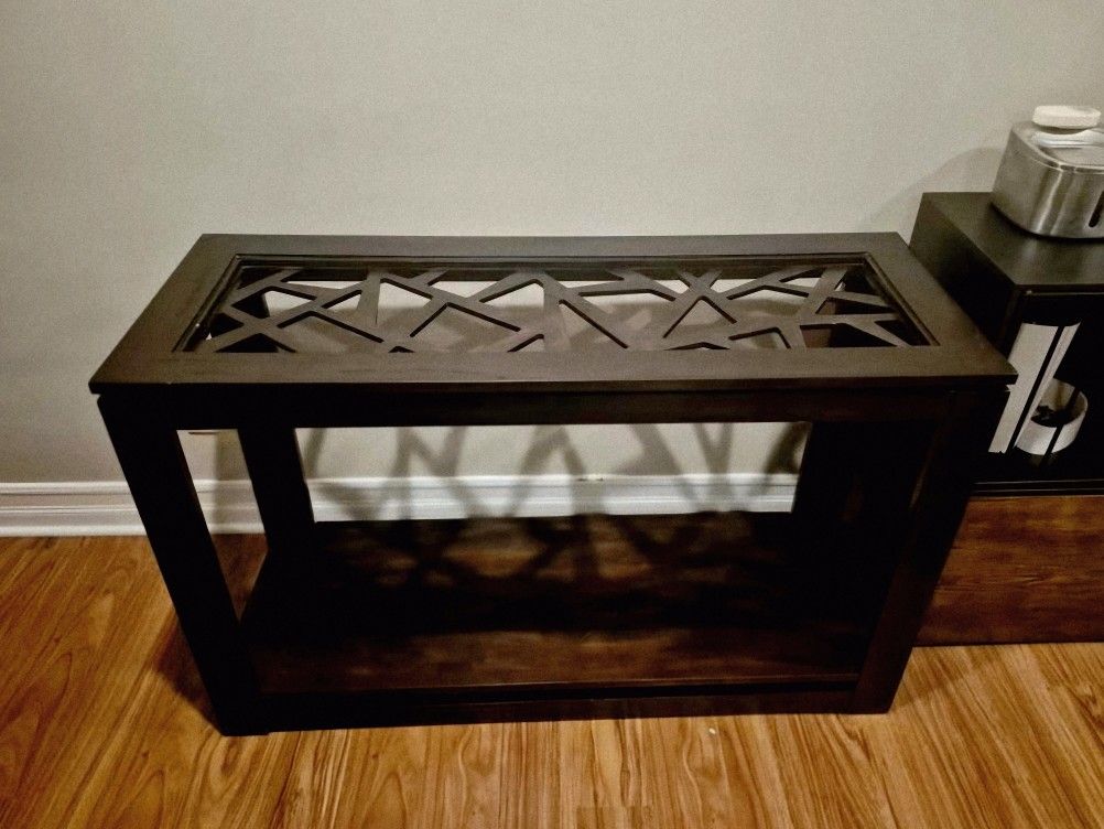 Console Table with Geometric Cut Out