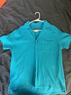 Original Use Teal Button-Up Short Sleeve Shirt
