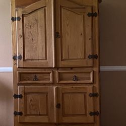 Wood Armoire Cabinet, Entertainment Center, or Wardrobe Closet W/ Drawers & Shelves  