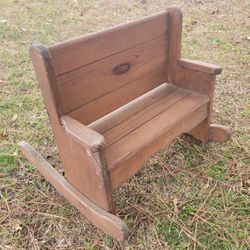 Solid Wood Small Rocking Bench For Kids or Dolls/Teddy Bears/Etc.  