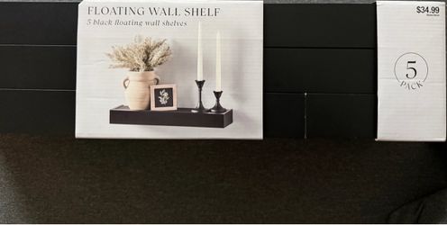 Black Floating Wall Shelves 5-Pack