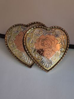 Rosegold color ladies double heart belt buckle