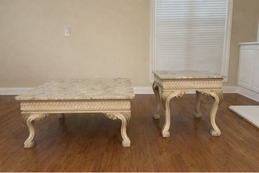 Ornate Marble Coffee & End Table Set
