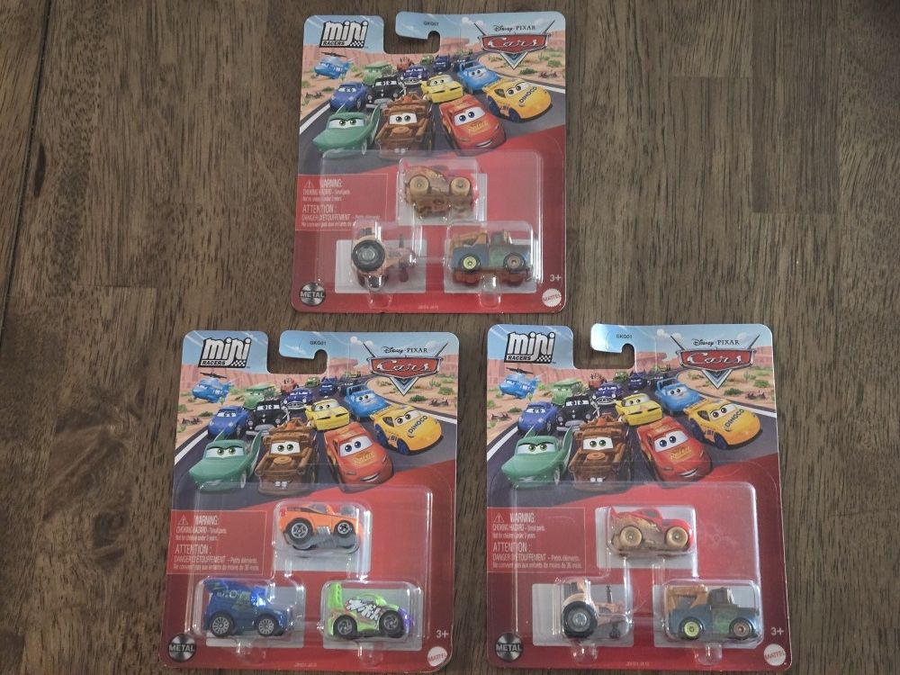 Disney Pixar Cars Mini Racers Lot Of 3 Metal SNOT ROD Muddy Lightning McQueen Mater