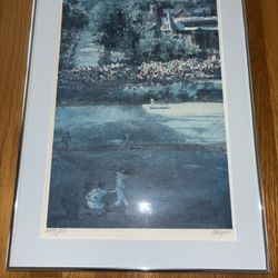Tom Lynch Signed Wrigley Field Watercolor Print. Professionally Framed And Matted Measuring 18”x24 1/2”. Great Condition. 