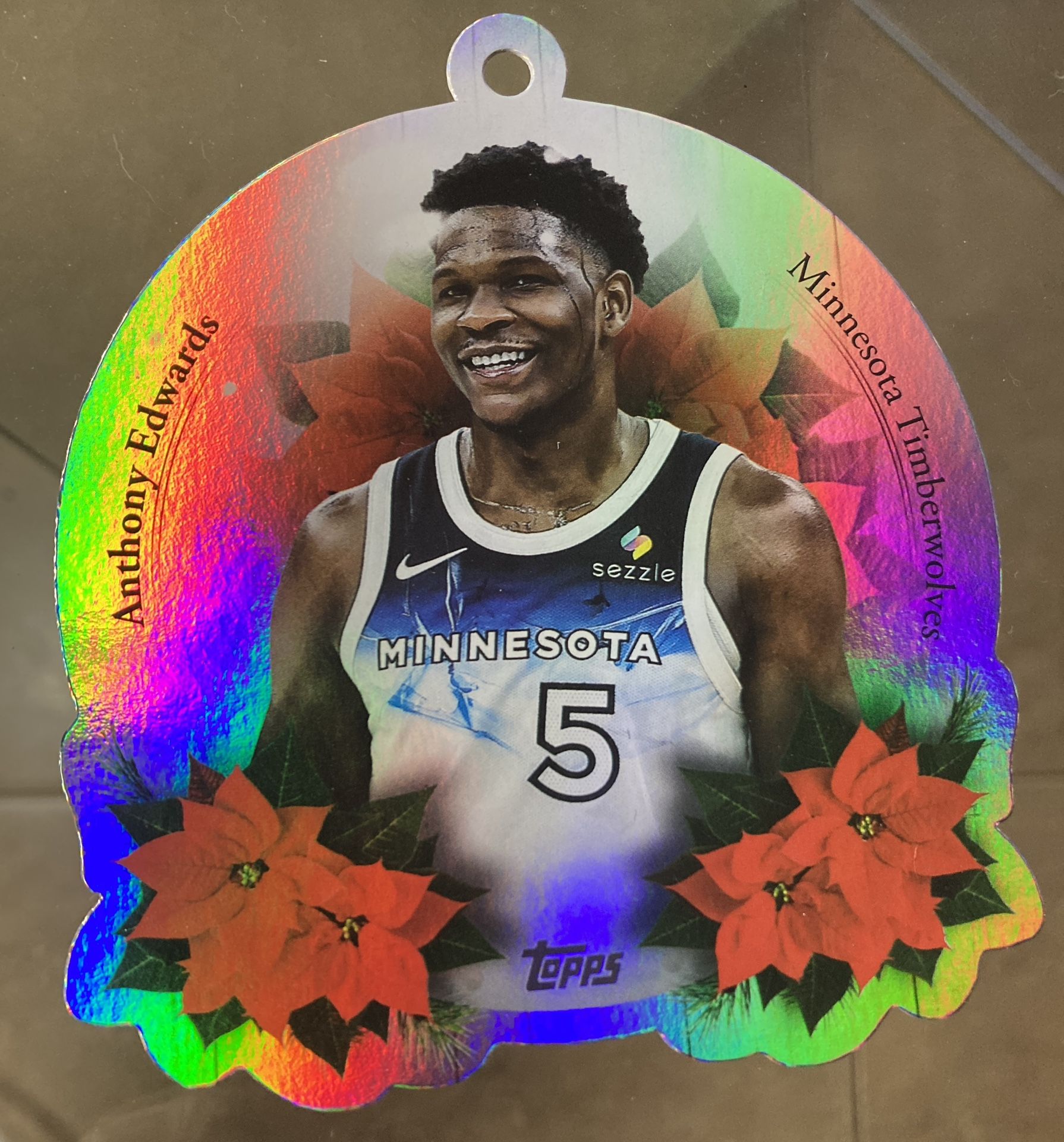 2025 Topps NBA Holiday Oversized Die-cut Ornament Anthony Edwards DCO-AE. Great mint condition . Right out of the box .