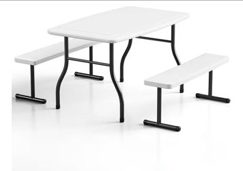 Kids Picnic Table, 38 Inch Outdoor Picnic Table Set with 2 Benches