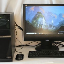 ASUS PC, package, 19" LCD, Dual Core, New Windows 10/Office 2010 8GB ram 240GB HD, SD card reader