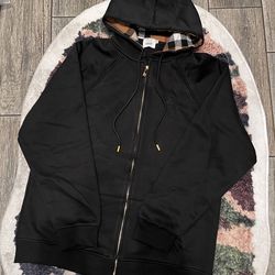 Burberry interior pattern black hoodie