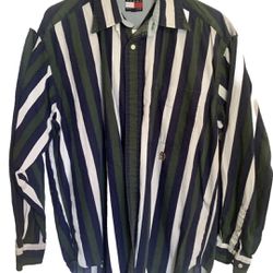 Tommy Hilfiger Med. Striped Button Down Long Sleeve Shirt  SHIPS IN 1 DAY