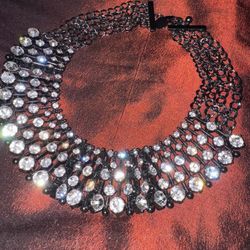 women's rhinestone statement choker necklace / bib collar necklace