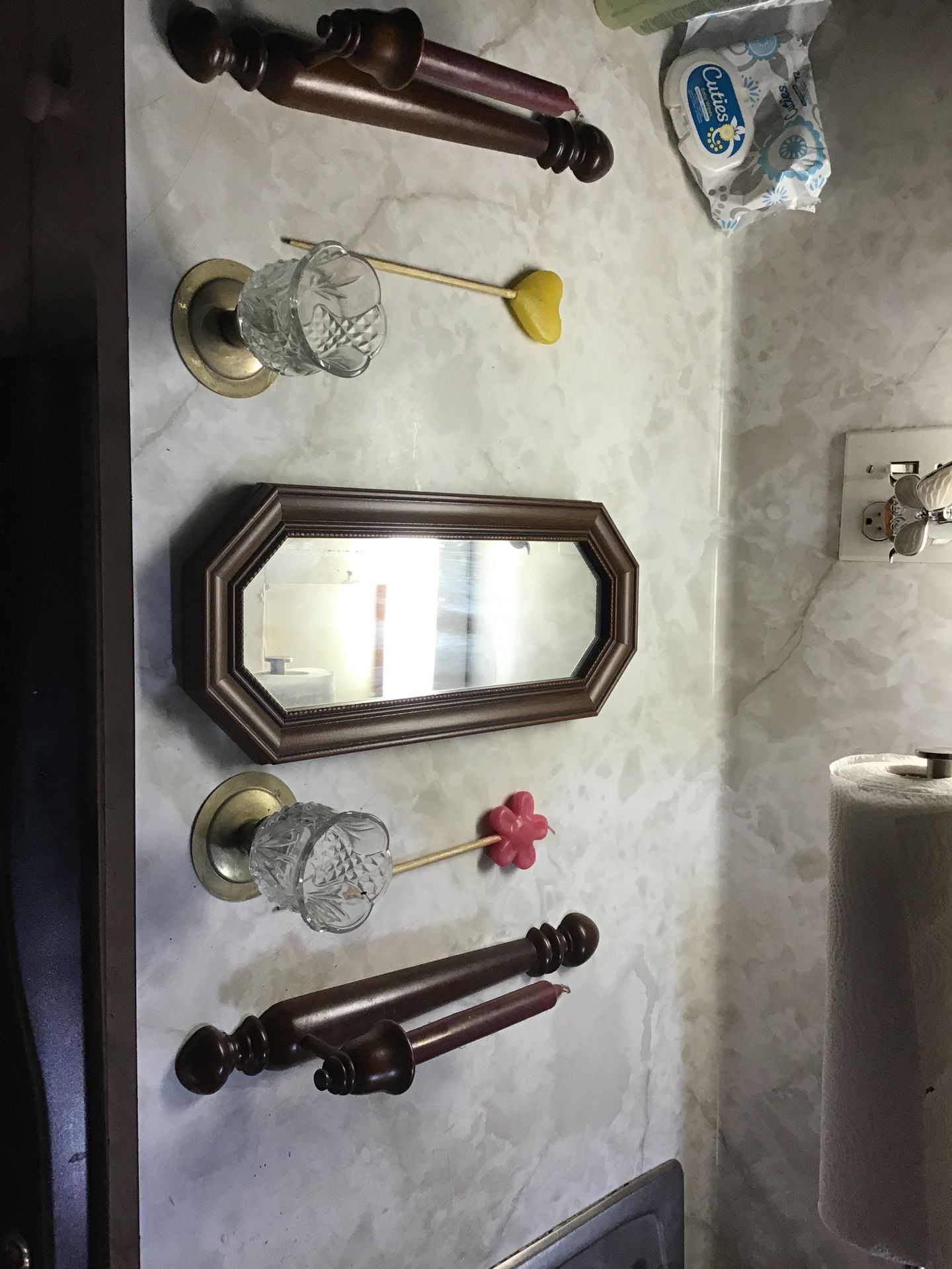 Candle holders,mirror and candles