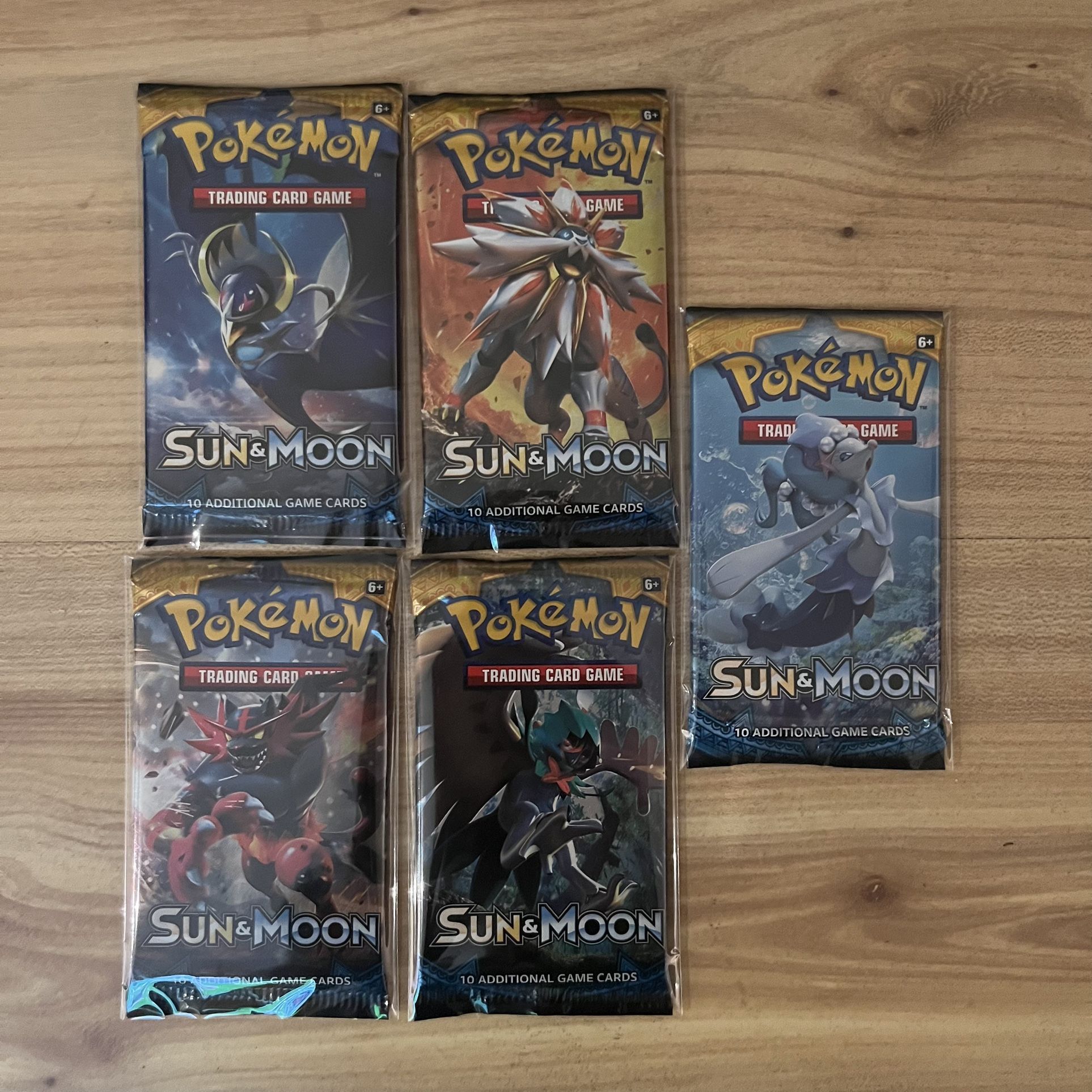 Pokémon TCG Sun & Moon Base Set Booster Packs 5-Pack Full Art Set New Sealed