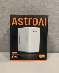 AstroAI Mini Fridge 2.0 Gen, 6 Liter/8 Cans Makeup Skincare Fridge 110V AC/ 12V DC Portable Thermoelectric Cooler and Warmer Little Tiny Fridge for Be