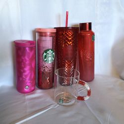 Lot of 2022 Starbucks Valentines Tumblers/Bottles-NEW