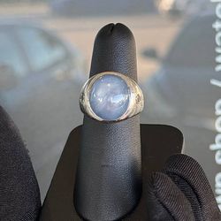 14k white gold 8 CTW star sapphire diamond men’s ring