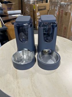 New Set 2 Automatic Food Feeder and Water Dispenser with Stainless Steel Bowl for Small Medium Pets