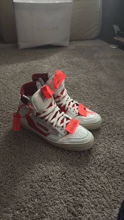 Red and white off whites size 14