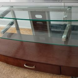 Wood And Glass TV Stand With Drawer. Delivery Available