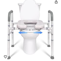 Raised Toilet Seat with Handles, Width and Height Adjustable Raised Toilet Seat with Arms and Widen Seat, Up to 400lbs, Raised Toilet Seat for Seniors