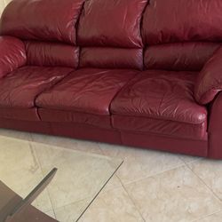 Red Leather Couch For Sale 