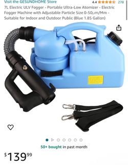 7L Electric ULV Fogger - Portable Ultra-Low Atomizer - Electric Fogger Machine with Adjustable Particle Size 0-50μm/Mm - Suitable for Indoor and Outdo