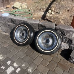 Decent Set Of 13 X 7 With Tires And 80% Life Thread Left Ready For Rollers Or You Can Paint Them And Make Them Look Nice