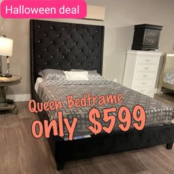 Black queen size bed frame | halloween sale !