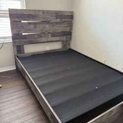 Full Size Bed Frame With Side End Table No Mattress 